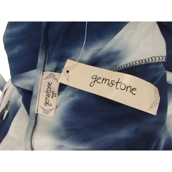 Gemstone Womens 1X Blue Gold Elephant Graphic Lightweight Fringe Tank Top New - Picture 9 of 9